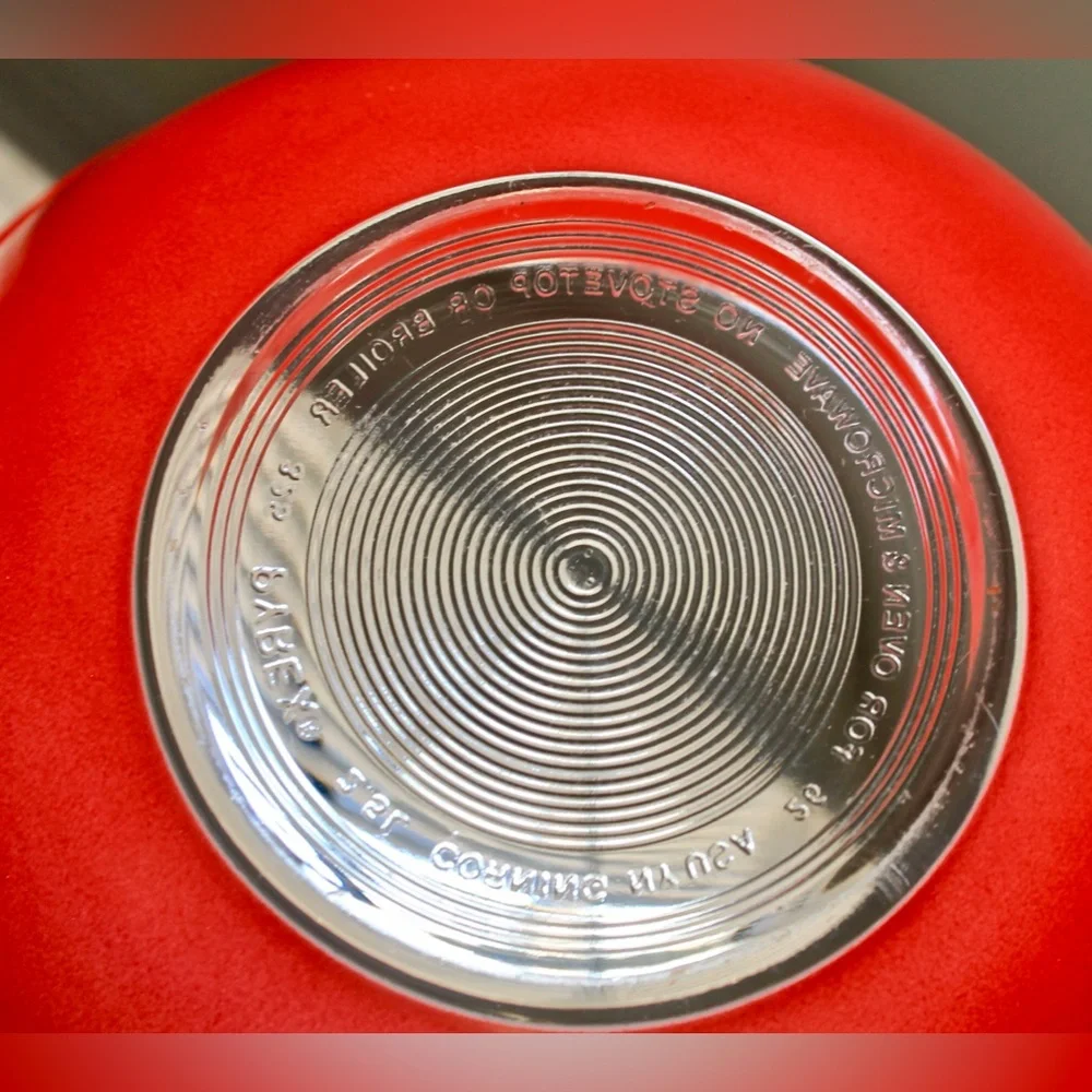 PYREX NESTING GLASS MIXING BOWL SET OF 3 VINTAGE RED 10,8,7 INCH